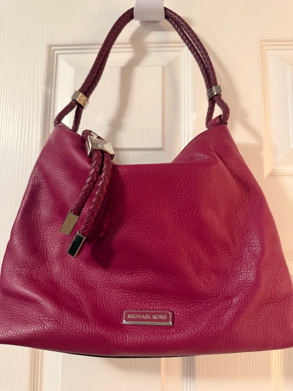 Michael Kors Fuschia Pebbled Leather Shoulder Bag